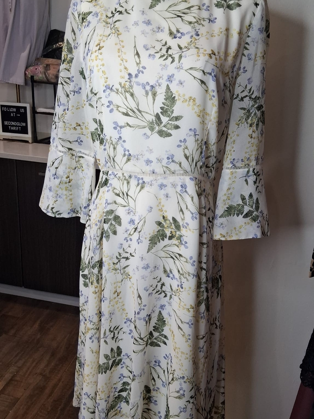 Hobbs London Virginia Chiffon Floral Midi Tea Dress UK 10 US 6
